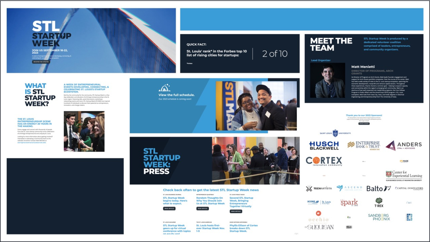 Screenshots from previous version of Startup Week websites