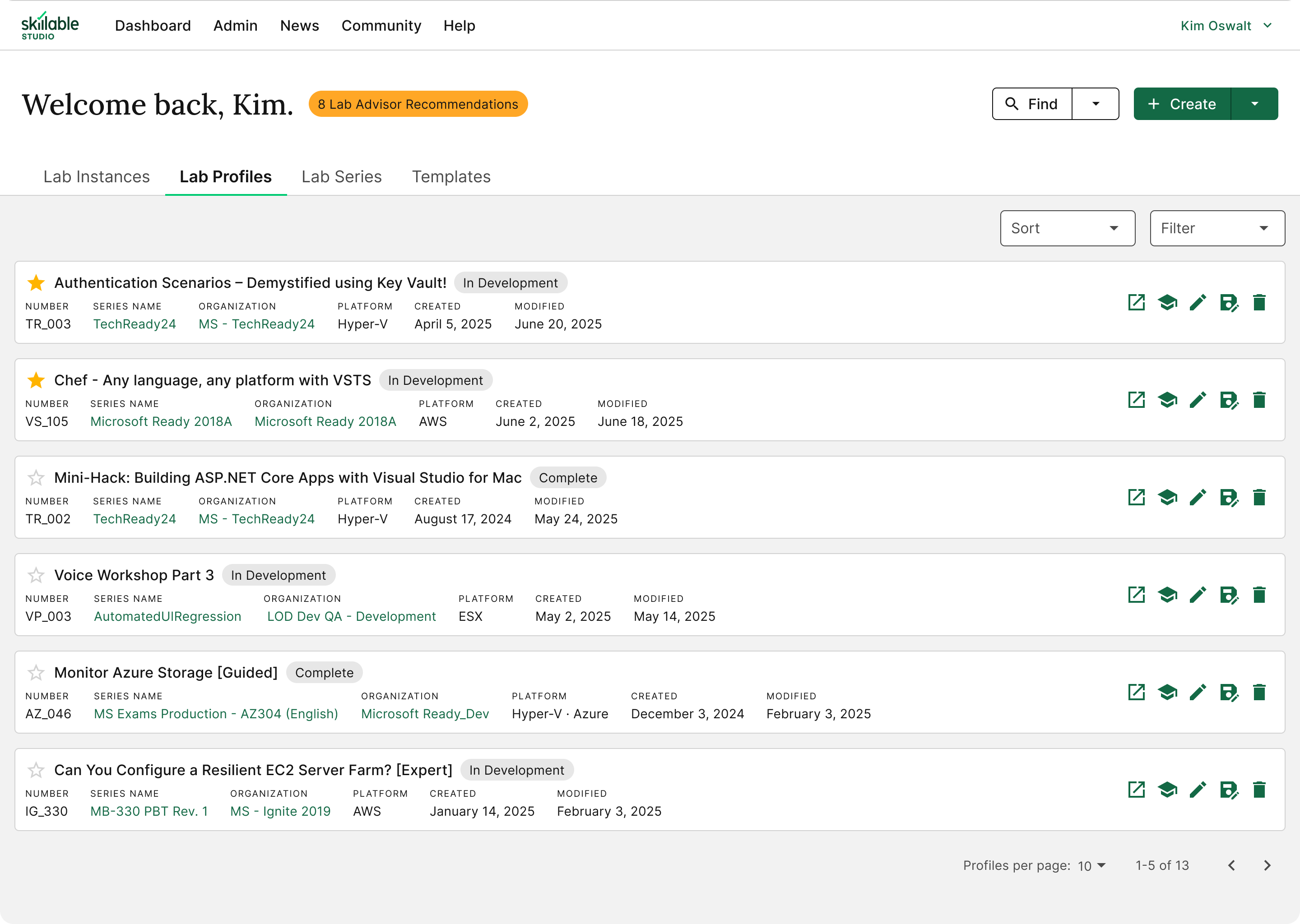 Redesigned dashboard with card layout, improved navigation, and a focus on key actions.
