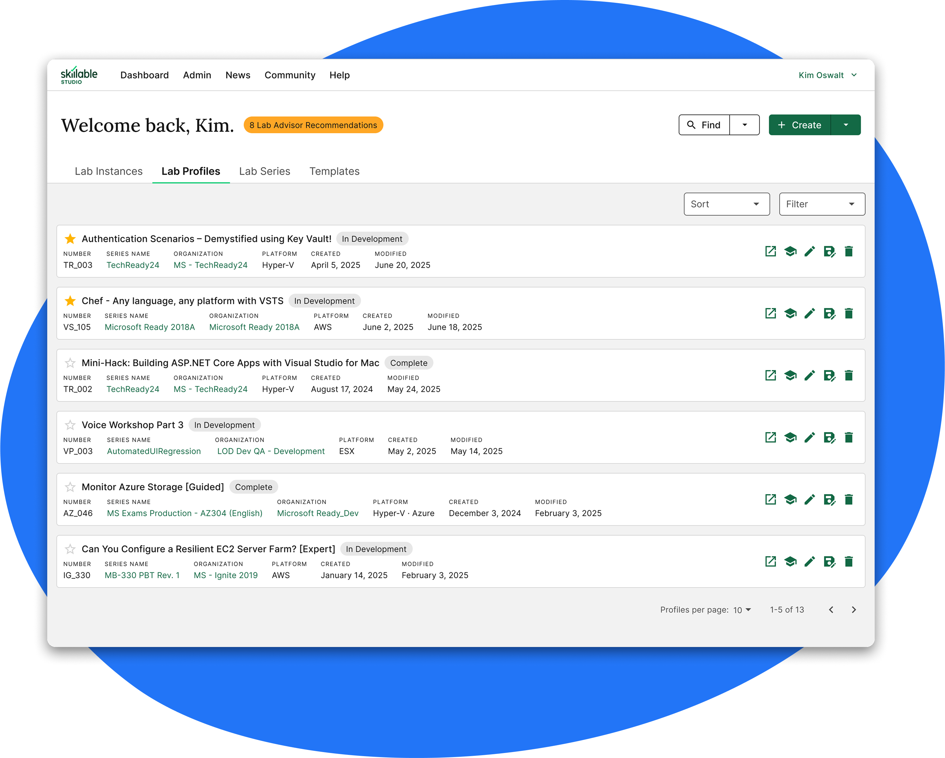 Redesigned dashboard with card layout, improved navigation, and a focus on key actions.