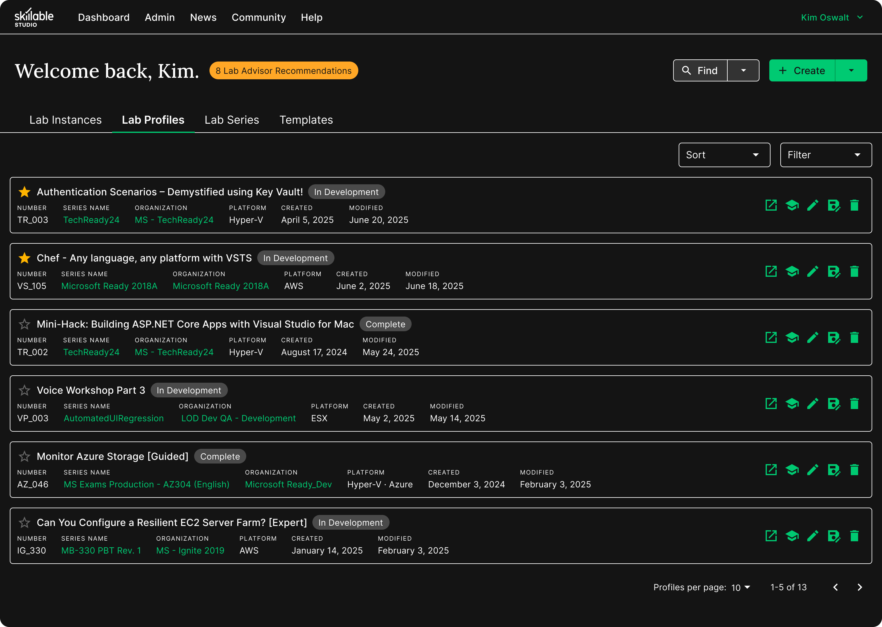 Redesigned dashboard with card layout, improved navigation, and a focus on key actions.